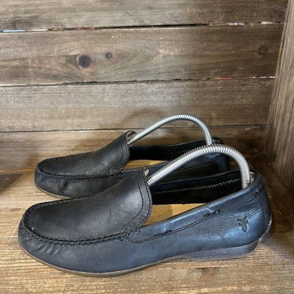Mens Frye Lewis Venetian Black Leather Slip‎ On Loafers Shoes Size 7.5 M GUC main image 4